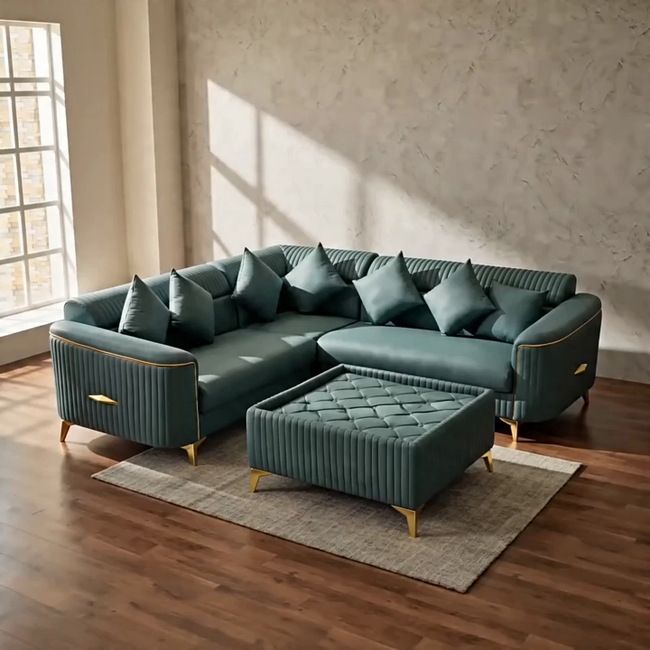 Aurora Tufted L‑Shape Sofa Set | Hira Trading Co