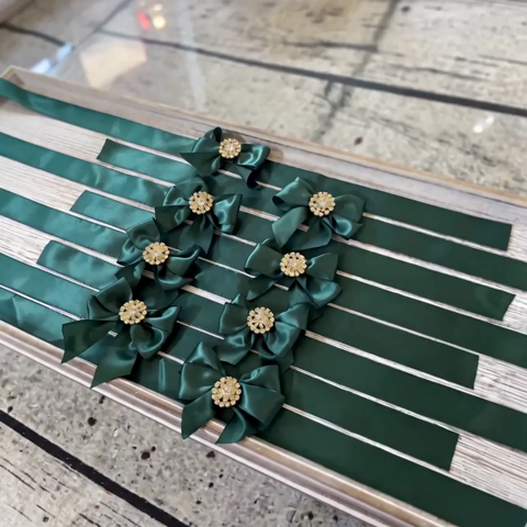 Emerald Luxe Ribbon Sash Set of 5 | As-MahCreations