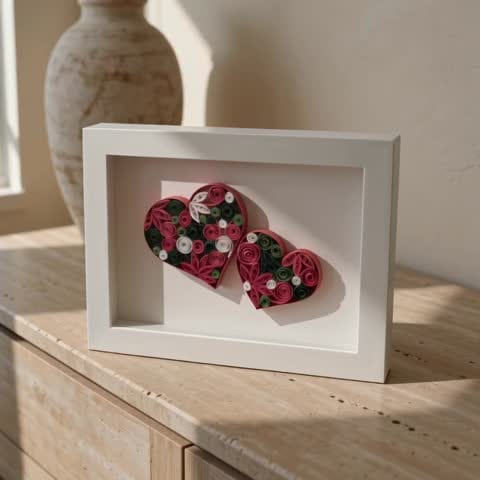 Hearts in Bloom Quilled Shadow Box | AnushreeCrafts